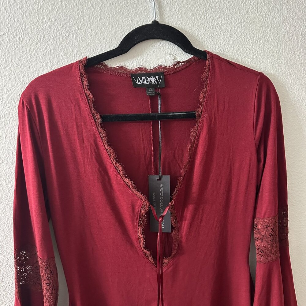NWT Widow Dolls Kill Whispering Wind Romper XL Burgundy Goth Punk Witchy - Picture 3 of 7